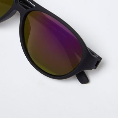 Boys black aviator purple lens sunglasses